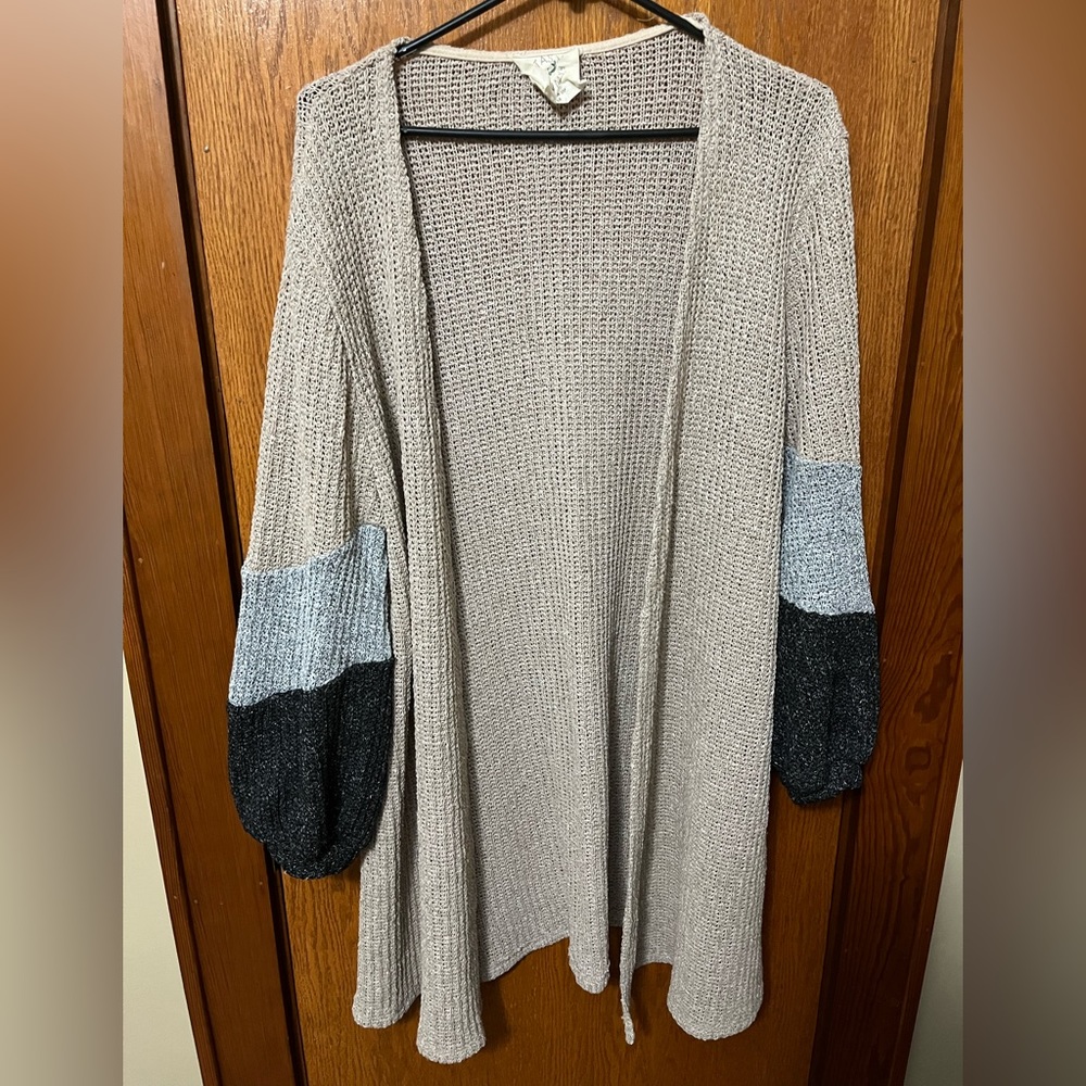 Fantastic Fawn Knit Cardigan with Colorblock Sleeves